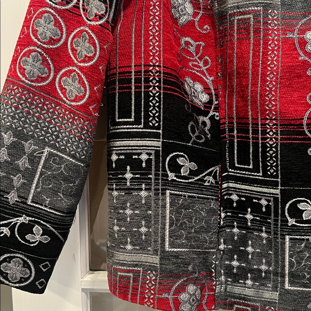 Stylish Women's Patchwork Jacket - Red and Black - image 4